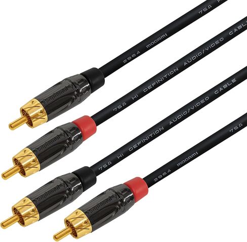 WORLDS BEST CABLES - 5 Foot – High-Definition Audio Interconnect Cable Pair Custom Made Using Mogami 2964 Wire and Amphenol ACPL Black Chrome Body, Gold Plated RCA Connectors in Saudi Arabia