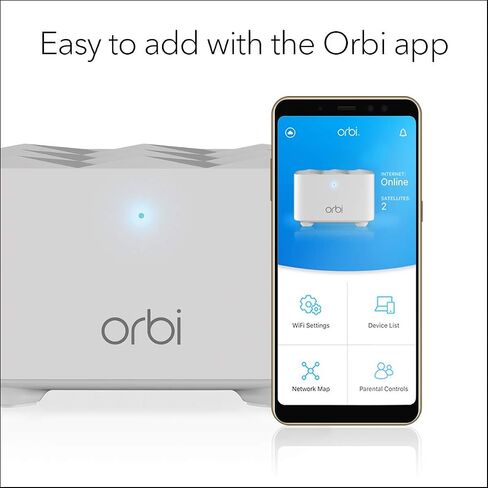 NETGEAR Orbi Mesh WiFi Add-on Satellite - يعمل مع جهاز التوجيه Orbi الخاص بك، أضف ما يصل إلى 1500 قدم مربع، وسرعات تصل إلى 1.2 جيجابت في الثانية (RBS10) (RBS10-100NAS) (متجدد) in Saudi Arabia