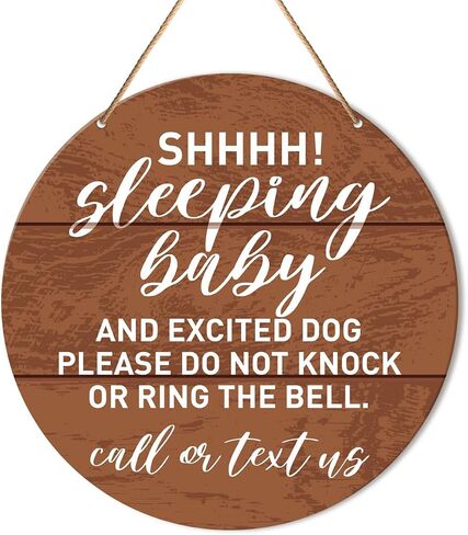 Muktoujaumai Sleeping Baby Sign Front Door Decor, Farmhouse Round Hanging Sign Decor Do Not Disturb or Knock Ring Wall Decorations Wood Sign for Home, Porch, New Mom Gift in Saudi Arabia
