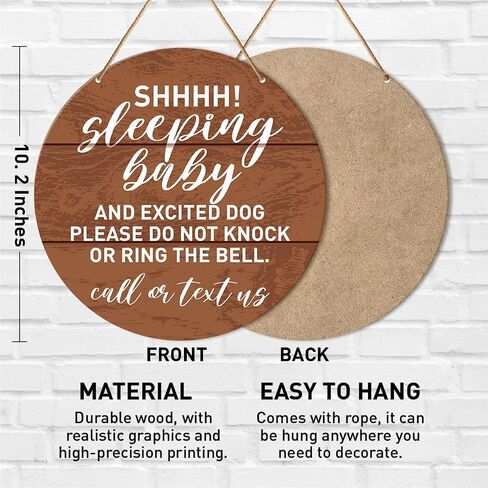 Muktoujaumai Sleeping Baby Sign Front Door Decor, Farmhouse Round Hanging Sign Decor Do Not Disturb or Knock Ring Wall Decorations Wood Sign for Home, Porch, New Mom Gift in Saudi Arabia