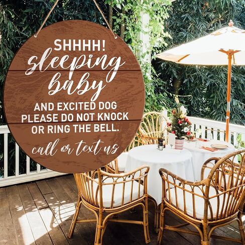 Muktoujaumai Sleeping Baby Sign Front Door Decor, Farmhouse Round Hanging Sign Decor Do Not Disturb or Knock Ring Wall Decorations Wood Sign for Home, Porch, New Mom Gift in Saudi Arabia
