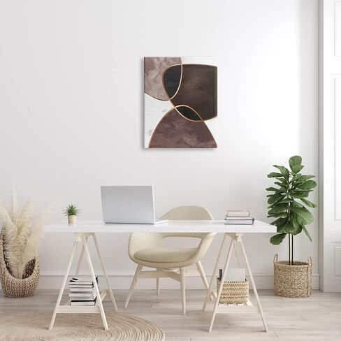 Stupell Industries أشكال ديكو مجردة ذات طبقات متباينة باللون البني الأرجواني، مصممة بواسطة Design Fabrikken Canvas Wall Art، 24 × 30 in Saudi Arabia