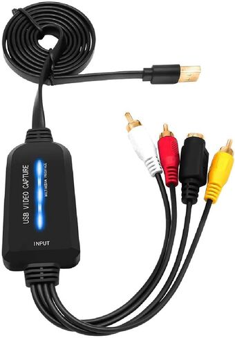 NXLFH USB 2.0 Video Capture Card Device(2021 Latest Version) VHS VCR TV to DVD Converter for Mac OS x PC Windows 7 8 10, Black in Saudi Arabia