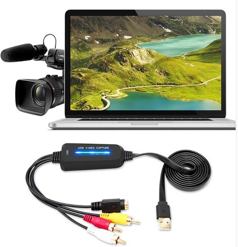 NXLFH USB 2.0 Video Capture Card Device(2021 Latest Version) VHS VCR TV to DVD Converter for Mac OS x PC Windows 7 8 10, Black in Saudi Arabia
