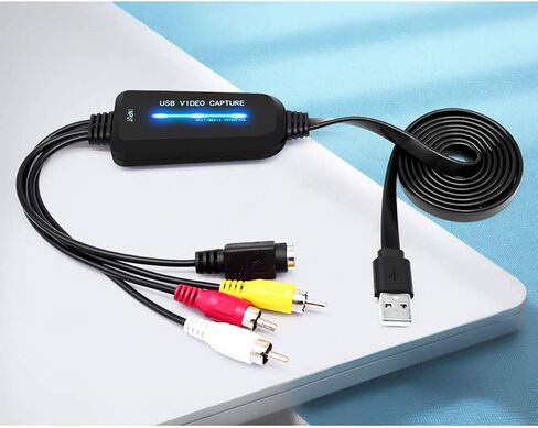 NXLFH USB 2.0 Video Capture Card Device(2021 Latest Version) VHS VCR TV to DVD Converter for Mac OS x PC Windows 7 8 10, Black in Saudi Arabia