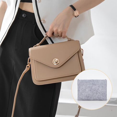 WADORN 2 Sizes Felt Handbag Organizer Insert, Felt Purse Insert Organizer Tote Shaper Toiletry Pouch Insert with D Rings Purse Conversion Multiple Compartments Women Clutch Liner Bag in Bag, Black in Saudi Arabia