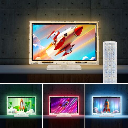 تلفزيون LED نيون مقاس 22 بوصة من Continu.us | ROKU Express HD Stick + هوائي 4K متضمن | تغيير الألوان، تلفزيون HD ريترو، إضاءة خلفية محيطة مدمجة - مثالية لغرفة الأطفال in Kuwait