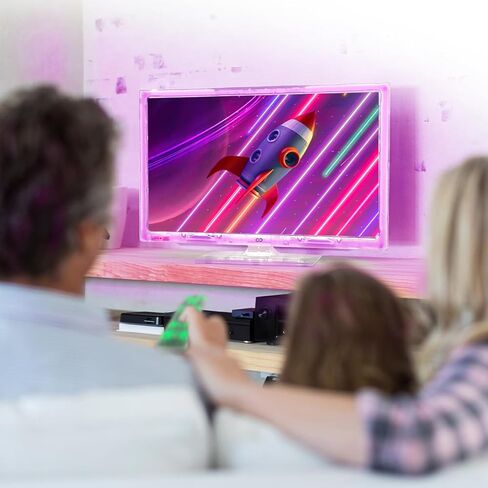 تلفزيون LED نيون مقاس 22 بوصة من Continu.us | ROKU Express HD Stick + هوائي 4K متضمن | تغيير الألوان، تلفزيون HD ريترو، إضاءة خلفية محيطة مدمجة - مثالية لغرفة الأطفال in Kuwait