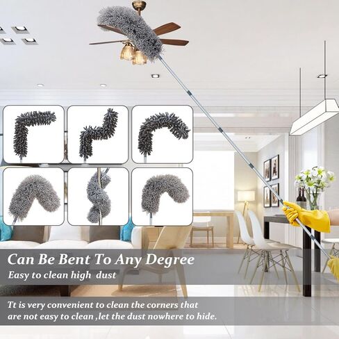 مجموعة منفضة 6 في 1، ممسحة نافذة مع منظف، يصل ارتفاعها إلى 15 قدمًا عند حملها، فرشاة شبكة العنكبوت منفضة السقف عالية لتنظيف النوافذ العالية، مروحة السقف، السقف الداخلي، الجدران، السقف in Kuwait