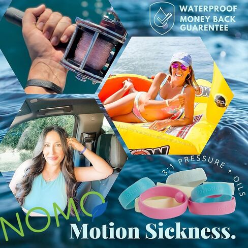 عصابات NoMo Nausea Seasick للرحلة البحرية 4 عبوات لتخفيف آثار الكحول | سوار العلاج العطري بالنعناع المقاوم للماء وأشرطة دوار الحركة | شريط بحري مضاد للغثيان في الثلاثينيات | متوسطة إلى كبيرة | الأسود والأزرق in Saudi Arabia