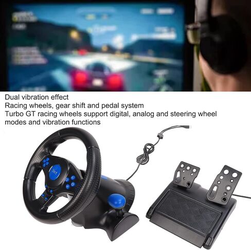 Focket PC Gaming Steering Wheel and Floor Pedals, Shifters, 180° Rotation PC Gaming Racing Wheel, Responsive PC Steering Wheel USB Race Steering Wheel for PS3, for PS2 in Saudi Arabia
