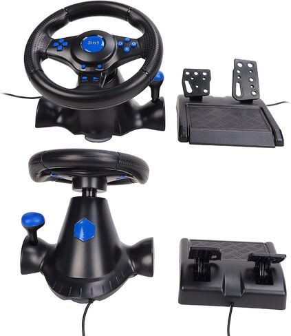 Focket PC Gaming Steering Wheel and Floor Pedals, Shifters, 180° Rotation PC Gaming Racing Wheel, Responsive PC Steering Wheel USB Race Steering Wheel for PS3, for PS2 in Saudi Arabia