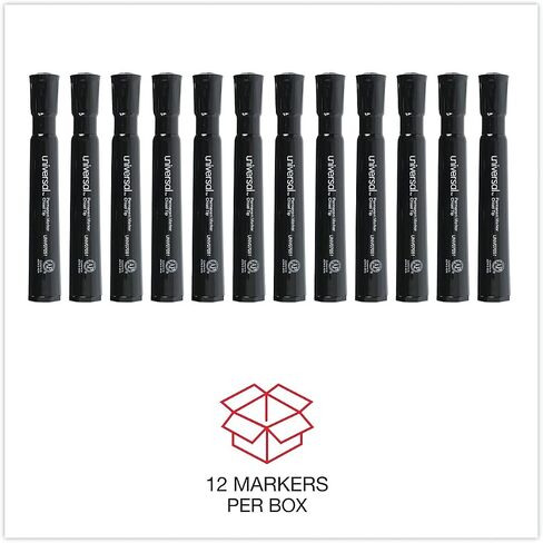 Universal Permanent Markers, Chisel Tip, Black, Dozen (UNV07051) in Saudi Arabia
