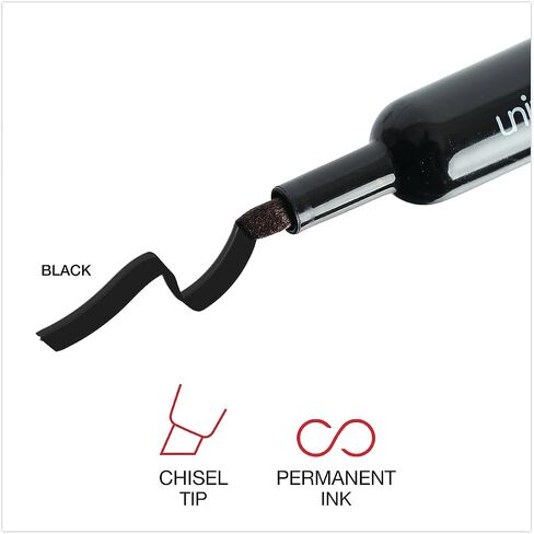Universal Permanent Markers, Chisel Tip, Black, Dozen (UNV07051) in Saudi Arabia