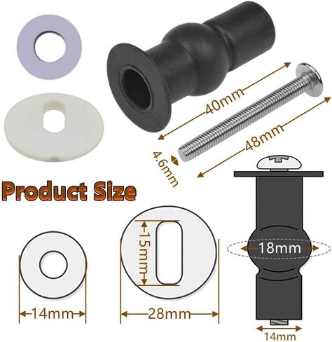 4 عبوات من براغي مقعد المرحاض، براغي مفصلات مقعد المرحاض، براغي مقعد المرحاض العالمية، مجموعة تثبيت مقعد المرحاض، تركيبات إصلاح مسامير صواميل علوية مطاطية قابلة للتوسيع (أسود أبيض) in Kuwait