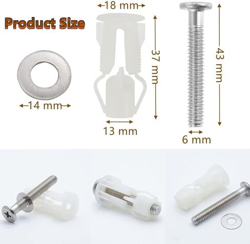 4 عبوات من براغي مقعد المرحاض، براغي مفصلات مقعد المرحاض، براغي مقعد المرحاض العالمية، مجموعة تثبيت مقعد المرحاض، تركيبات إصلاح مسامير صواميل علوية مطاطية قابلة للتوسيع (أسود أبيض) in Kuwait