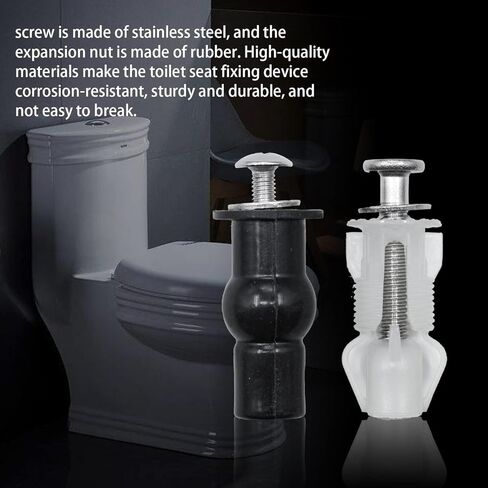 4 عبوات من براغي مقعد المرحاض، براغي مفصلات مقعد المرحاض، براغي مقعد المرحاض العالمية، مجموعة تثبيت مقعد المرحاض، تركيبات إصلاح مسامير صواميل علوية مطاطية قابلة للتوسيع (أسود أبيض) in Kuwait
