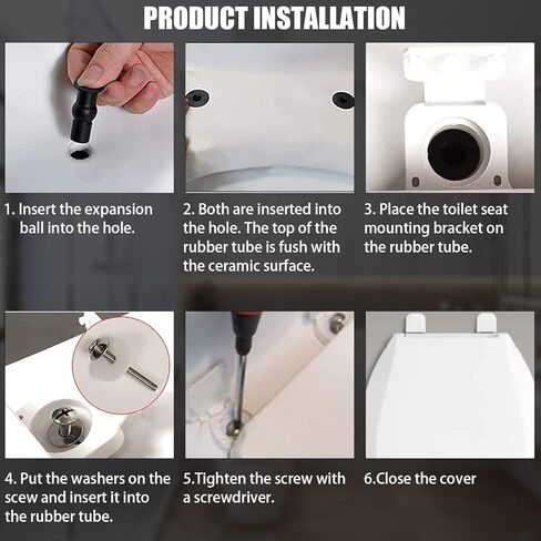 4 عبوات من براغي مقعد المرحاض، براغي مفصلات مقعد المرحاض، براغي مقعد المرحاض العالمية، مجموعة تثبيت مقعد المرحاض، تركيبات إصلاح مسامير صواميل علوية مطاطية قابلة للتوسيع (أسود أبيض) in Kuwait