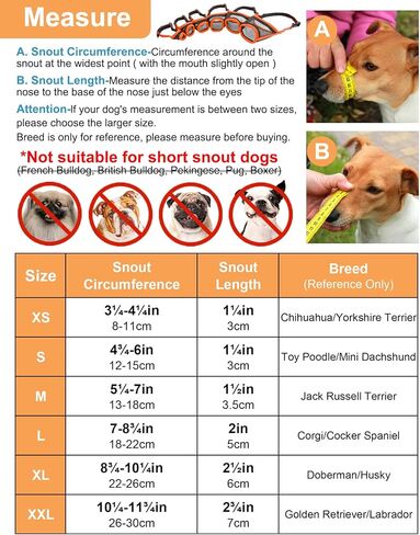 LUCKYPAW شبكة كمامة للكلاب الصغيرة والمتوسطة والكبيرة، كمامة ناعمة للكلاب لمنع العض والمضغ ونباح معين، كمامة جرو قابلة للتنفس قابلة للشرب وقابلة للتعديل (برتقالي، M (الخطم: 5¼''-7'')) in Kuwait