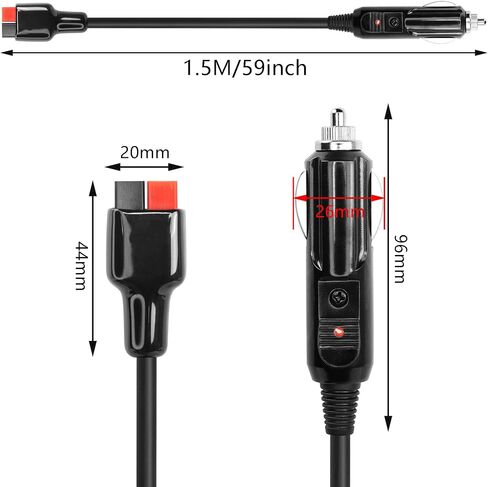 PNGKNYOCN 12V Car Cigarette Lighter Power Cable，14AWG 45A Connector to Cigarette Lighter Plug Extension Cable with Internal 15A Fuse（1.5M/4.9FT in Saudi Arabia