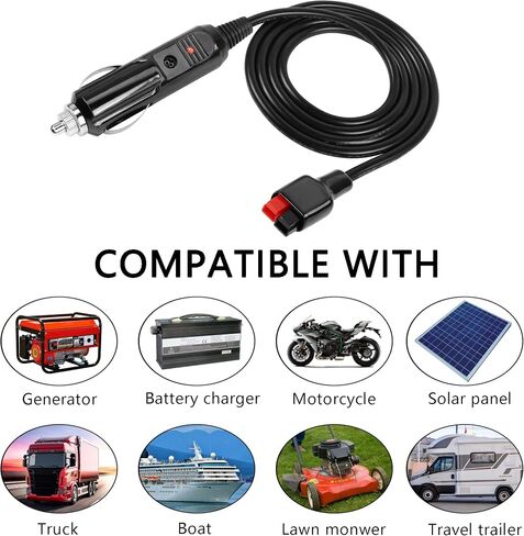 PNGKNYOCN 12V Car Cigarette Lighter Power Cable，14AWG 45A Connector to Cigarette Lighter Plug Extension Cable with Internal 15A Fuse（1.5M/4.9FT in Saudi Arabia