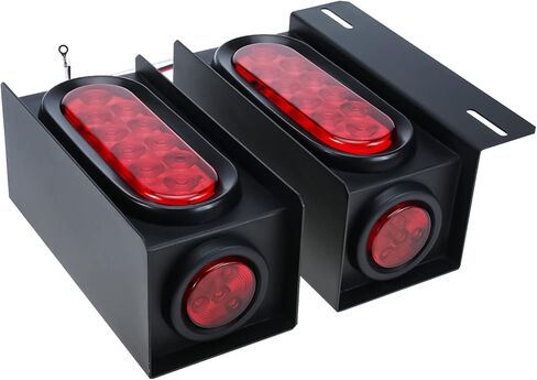 Geeyae 2 حزمة من صناديق إضاءة المقطورة الفولاذية، ضوء خلفي بيضاوي 6 بوصة ومصابيح جانبية مستديرة حمراء 2 بوصة مع تركيب لوحة الترخيص in Kuwait