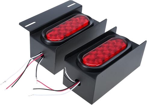 Geeyae 2 حزمة من صناديق إضاءة المقطورة الفولاذية، ضوء خلفي بيضاوي 6 بوصة ومصابيح جانبية مستديرة حمراء 2 بوصة مع تركيب لوحة الترخيص in Kuwait