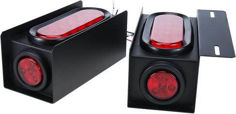 Geeyae 2 حزمة من صناديق إضاءة المقطورة الفولاذية، ضوء خلفي بيضاوي 6 بوصة ومصابيح جانبية مستديرة حمراء 2 بوصة مع تركيب لوحة الترخيص in Kuwait