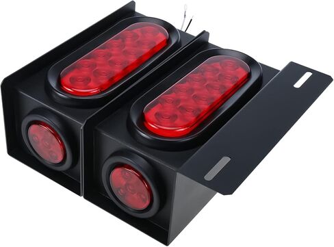 Geeyae 2 حزمة من صناديق إضاءة المقطورة الفولاذية، ضوء خلفي بيضاوي 6 بوصة ومصابيح جانبية مستديرة حمراء 2 بوصة مع تركيب لوحة الترخيص in Kuwait