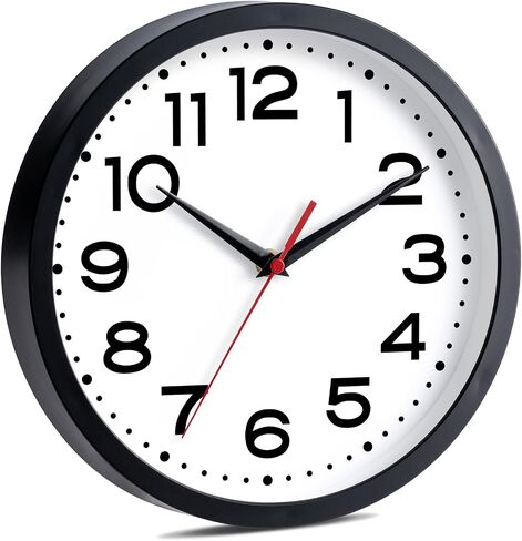 DAXSMY Wall Clock 14 Inch Large Silent Non-Ticking Modern Clock Battery Operated Classic Simple Minimalist Analog Decorative for Kitchen, Living Room,Office, Bedroom, Bathroom (Black) in Saudi Arabia