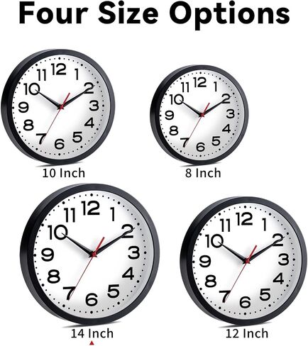 DAXSMY Wall Clock 14 Inch Large Silent Non-Ticking Modern Clock Battery Operated Classic Simple Minimalist Analog Decorative for Kitchen, Living Room,Office, Bedroom, Bathroom (Black) in Saudi Arabia