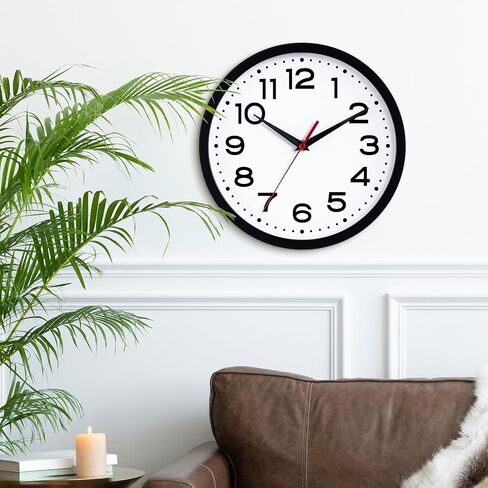 DAXSMY Wall Clock 14 Inch Large Silent Non-Ticking Modern Clock Battery Operated Classic Simple Minimalist Analog Decorative for Kitchen, Living Room,Office, Bedroom, Bathroom (Black) in Saudi Arabia