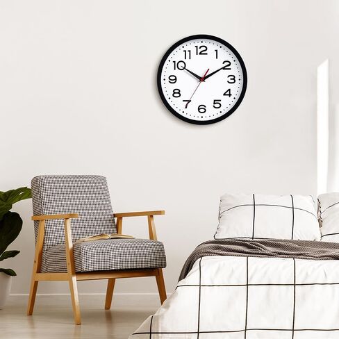 DAXSMY Wall Clock 14 Inch Large Silent Non-Ticking Modern Clock Battery Operated Classic Simple Minimalist Analog Decorative for Kitchen, Living Room,Office, Bedroom, Bathroom (Black) in Saudi Arabia