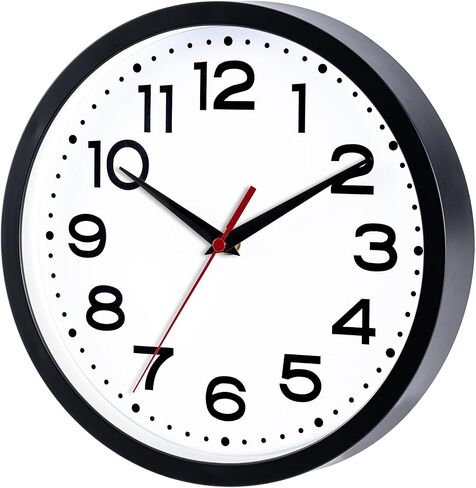 DAXSMY Wall Clock 14 Inch Large Silent Non-Ticking Modern Clock Battery Operated Classic Simple Minimalist Analog Decorative for Kitchen, Living Room,Office, Bedroom, Bathroom (Black) in Saudi Arabia
