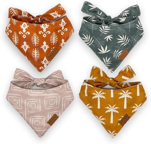 Dog Bandanas 4 Pack, Holiday Set, Large, Premium Durable Soft Fabric, Dual Layer, Girl Boy Summer Cute Puppy Cat Pet Scarf, Unique Shape, Adjustable Fit, Christmas Thanksgiving Birthday in Saudi Arabia