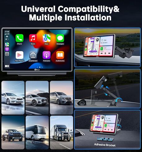 PLZ شاشة ستيريو Apple Carplay لاسلكية محمولة مقاس 7 بوصات للسيارة، توصيل في السيارة، شاشة لمس تلقائية تعمل بنظام Android، بلوتوث 5.3، جهاز إرسال راديو FM، مستقبل صوت السيارة، كاميرا احتياطية 1080 بكسل، كاميرا داش 2.5 كيلو in Kuwait