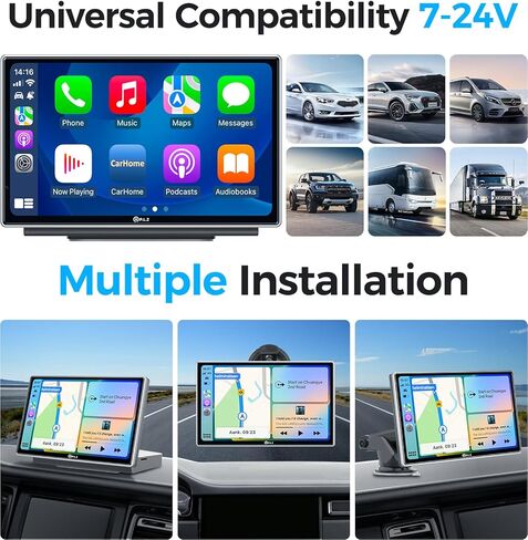 PLZ شاشة ستيريو Apple Carplay لاسلكية محمولة مقاس 7 بوصات للسيارة، توصيل في السيارة، شاشة لمس تلقائية تعمل بنظام Android، بلوتوث 5.3، جهاز إرسال راديو FM، مستقبل صوت السيارة، كاميرا احتياطية 1080 بكسل، كاميرا داش 2.5 كيلو in Kuwait