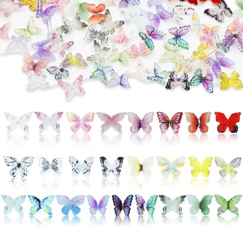 Coomin Mini Resin Butterflies 50Pcs, Small Tiny Butterflies for Crafts, DIY 3D Little Miniature Butterflies for Fairy Garden Dollhouse Potted Decoration, 25 Colors in Saudi Arabia