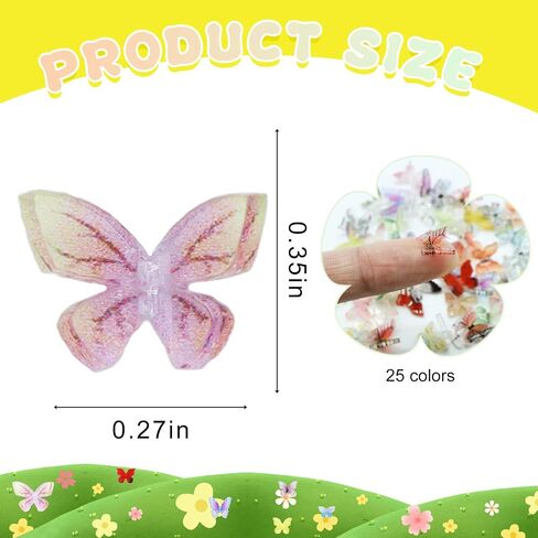 Coomin Mini Resin Butterflies 50Pcs, Small Tiny Butterflies for Crafts, DIY 3D Little Miniature Butterflies for Fairy Garden Dollhouse Potted Decoration, 25 Colors in Saudi Arabia