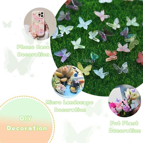 Coomin Mini Resin Butterflies 50Pcs, Small Tiny Butterflies for Crafts, DIY 3D Little Miniature Butterflies for Fairy Garden Dollhouse Potted Decoration, 25 Colors in Saudi Arabia