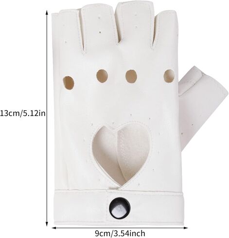 زوجان من القفازات النسائية المصنوعة من جلد البولي يوريثان بفتحة على شكل قلب لأزياء الهالوين والرقص والأداء واللون الأسود والأبيض in Kuwait