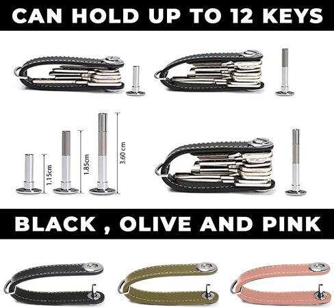 Leather Key Organizer Made of Natural Leather Durable Stainless Steel Locking Mechanism | Holds Up to 12 Keys in Saudi Arabia