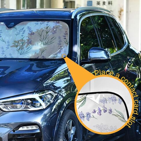 جميلة الخزامى سيارة الشمس الظل الزجاج الأمامي الألوان المائية الزهور الشمس درع الأشعة فوق البنفسجية حماية طوي الشمس قناع لكتل ​​النافذة الأمامية اكسسوارات السيارات الداخلية 55 × 27.6 في in Kuwait
