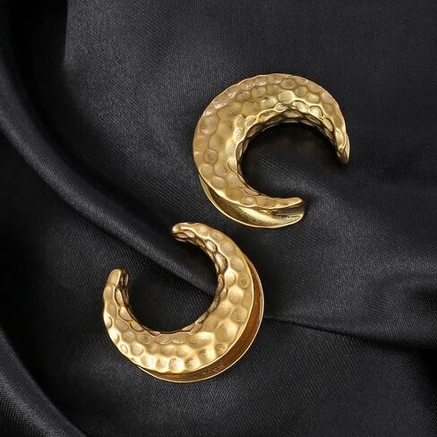 LADEMAYH 2Pcs Hypoallergenic Stainless Steel Saddle Gauge Earrings Ear Plugs Gauges for Ears, Size 0g - 1 inch Ear Tunnels, Meteorite Design Ear Stretching Expander Ears Gauges Body Jewelry in Kuwait