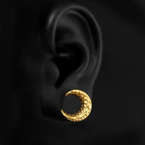 LADEMAYH 2Pcs Hypoallergenic Stainless Steel Saddle Gauge Earrings Ear Plugs Gauges for Ears, Size 0g - 1 inch Ear Tunnels, Meteorite Design Ear Stretching Expander Ears Gauges Body Jewelry in Kuwait