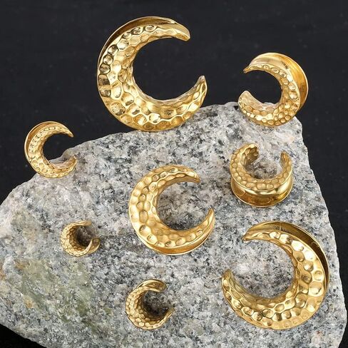 LADEMAYH 2Pcs Hypoallergenic Stainless Steel Saddle Gauge Earrings Ear Plugs Gauges for Ears, Size 0g - 1 inch Ear Tunnels, Meteorite Design Ear Stretching Expander Ears Gauges Body Jewelry in Kuwait