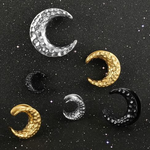 LADEMAYH 2Pcs Hypoallergenic Stainless Steel Saddle Gauge Earrings Ear Plugs Gauges for Ears, Size 0g - 1 inch Ear Tunnels, Meteorite Design Ear Stretching Expander Ears Gauges Body Jewelry in Kuwait