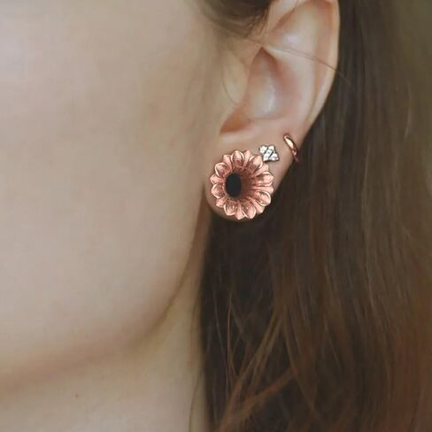 LADEMAYH قطعتان من الفولاذ المقاوم للصدأ 316L سدادات أذن مقاييس للأذنين، مقاس أنيق 0 جم - 1 بوصة أقراط قياس أنفاق الأذن، مجوهرات موسع الأذن المضادة للحساسية على شكل عباد الشمس in Kuwait