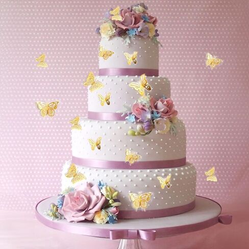 308 Pcs Flower Bouquet Corsages Pins 200 Pcs Diamond Corsages Pins and 108 Pcs 3D Gold Butterfly Sticker for Bouquet Wedding Valentine's Day Mother's Day Birthday Party Supplies (3 Sizes) in Kuwait