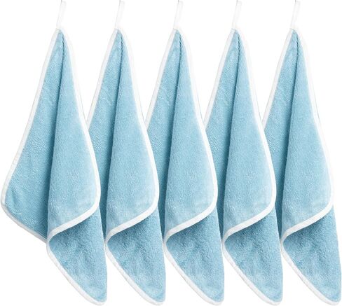 Soft Baby Washcloths Set - Absorbent Natural Baby Wash Cloth for Delicate Skin - 12"x12" Large Baby Bath Washcloths - Newborn Bath Face Towel (Blue) in Saudi Arabia